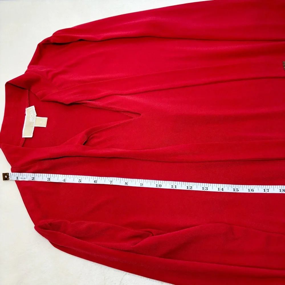 Michael Kors Vibrant Red Stretch‎ Long Sleeve Knee Length Dress Size M